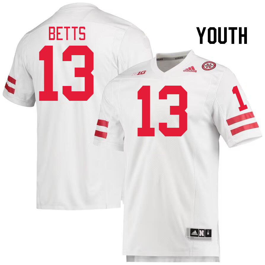 Youth #13 Zavier Betts Nebraska Cornhuskers College Football Jerseys Stitched Sale-White